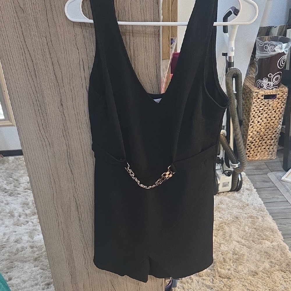 Love Black Backless Dress with Gold Chain